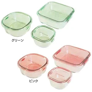 【カートアップNG】iwaki 保存容器 角型3点セット PSCPRN3G1 グリーン