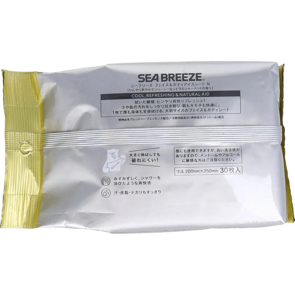 SEABREEZE シーブリーズ フェイス&ボディアイスシート Ｎ 大判サイズ シトラスシャーベット 30枚入り X6パック