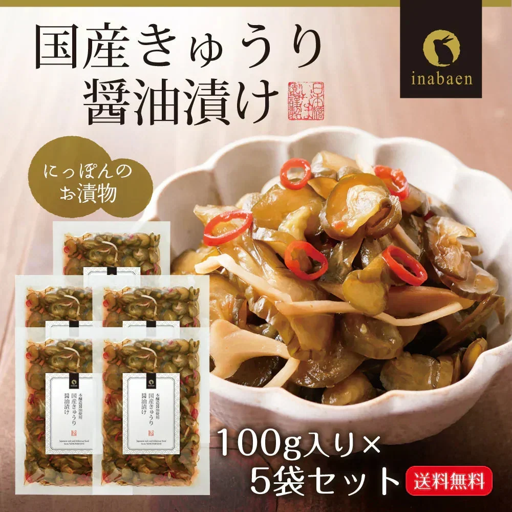 【5個セット】日本橋いなば園 国産きゅうり醤油漬け 100g メール便送料無料