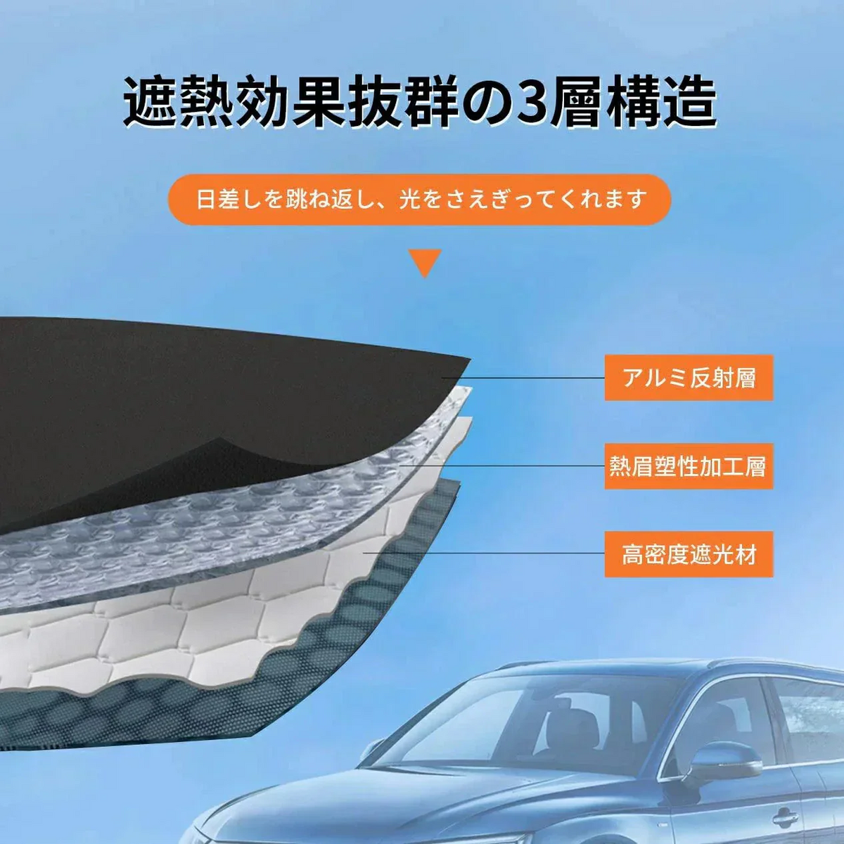 サンシェード 車 遮光 遮熱 自動伸縮 フロントサンシェード 吸盤式 プライバシーを保護する 取付け簡単 各車類対応 プレゼント 父の日 母の日