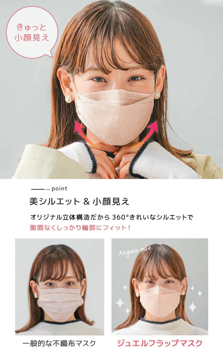 【100枚セット・ウォームグレー・子供向けサイズ・耳紐同色】立体マスク 3D マスク 4層構造 両面同色 5枚ずつ 個包装 くちばし 不織布 マスク 小顔 美 シルエット 使い捨て 血色 マスク カラー カラーマスク ジュエルフラップマスク Jewel Flap Mask 公式 WEIMALL 94-c 花粉症 花粉症対策 予防