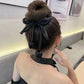 (ブラック)リボンヘアゴム ヘアアクセサリー オシャレ 髪飾り 上品 パーティー飾り