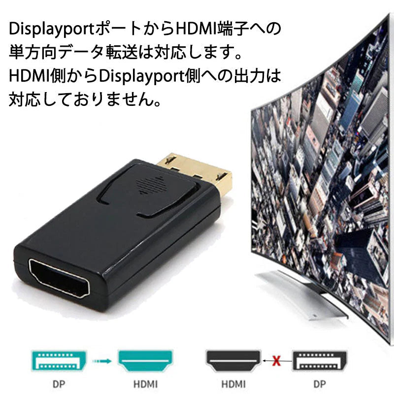 DPオス to HDMIメス 変換 小型 アダプタ コネクタ 4K 黒色 持ち運び便利 displayport hdmi アダプタ ディスプレイポート PC モニター プロジェクター