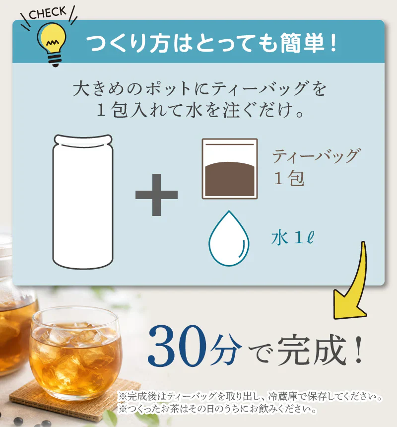 【最短当日出荷】＼水出したったの30分／水出し濃いメタボメ茶１リットル用３０個入 （ ティーバッグ ティーパック 水出し お茶 健康茶 黒豆 ウーロン茶 杜仲葉 プーアール茶 時短 節電 ）水出しでもしっかり香ばしい♪