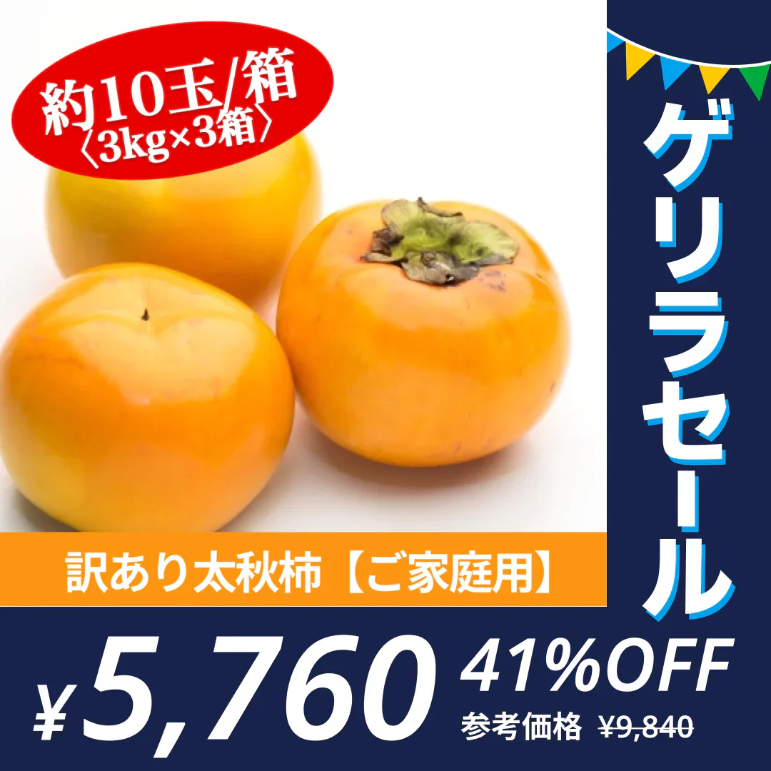 【10月中旬より順次発送予定】太秋柿 訳あり 3kg×3箱 (1箱 約7～14玉) 送料無料【ゲリラセール】