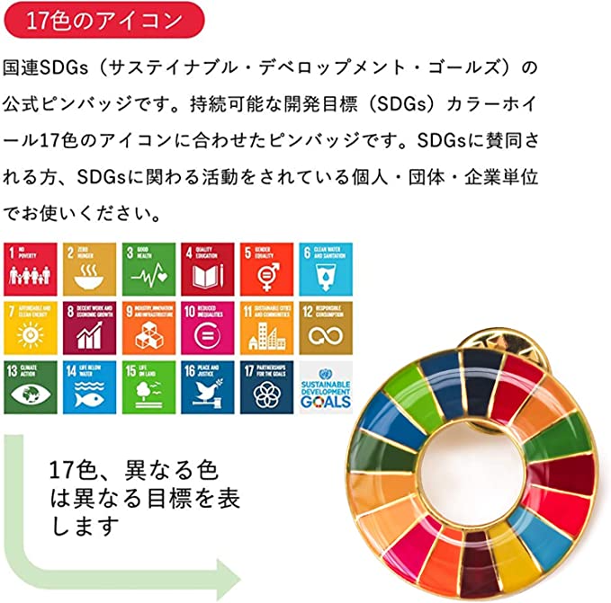 10個セットSDGsバッジ マグネット 正規品 バッジ 金色丸み仕上げ sdgsバッチ ピンバッチ sdgs 会議 着用義務 イメージアップ 国連ガイドライン対応 バッグにも最適 かわいいピンバッジ エスディージーズ おしゃれ 会社 団体 落ちにくい ピン留め ピン ブローチ 金具 ゴールド バッチ ピンバッジ