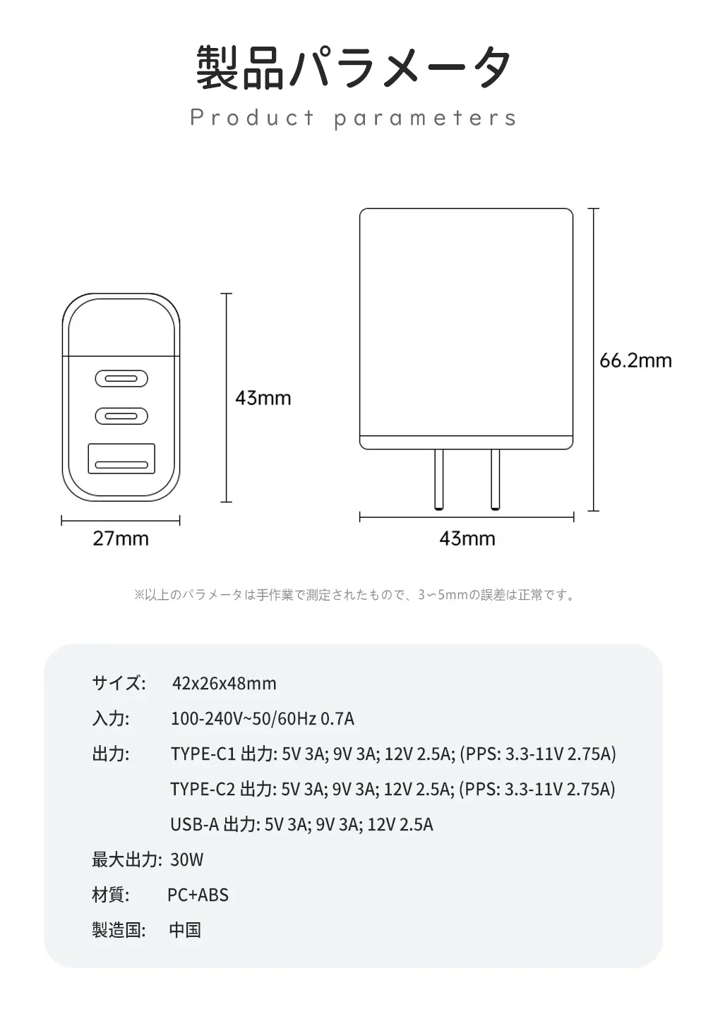【高性能30W急速充電器！】＼ホワイト 1個／ USB 充電器 3ポート 急速充電器 30W タイプC 充電器 急速 携帯充電器 iPhone 充電器 スマホ充電器 iPad 充電器 Pad 充電器 Android 充電器 PSE認証済 Type-c 急速充電 充電器