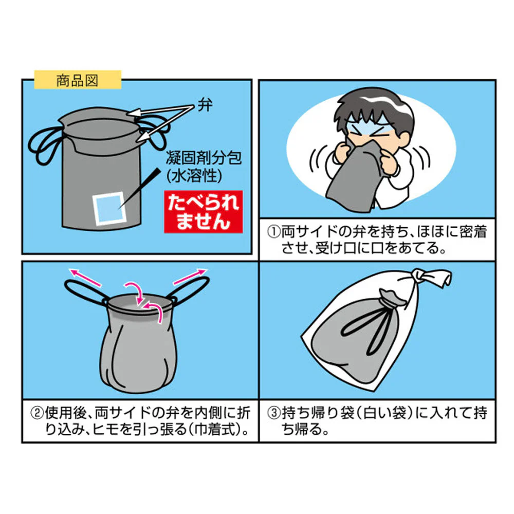 ケンユー 携帯おう吐袋 ハイポット2 凝固剤入り 容量1000mL 2個入り X10パック
