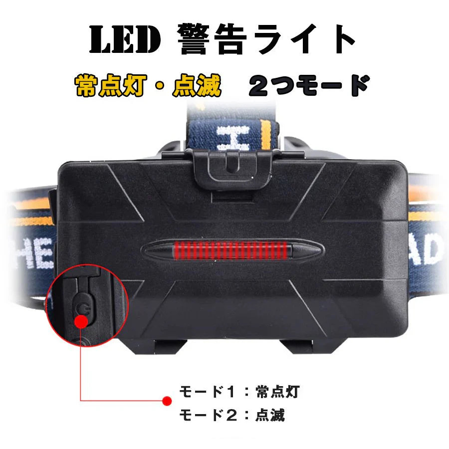 ヘッドライト led 充電式 ヘッドランプ - 軽量 防水 90度調節可能 高輝度 18650型バッテリー 夜釣り 停電時用 登山 アウトドア作業用超強(w018)