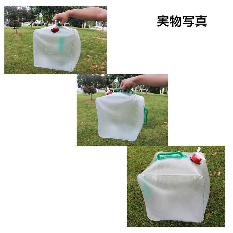 貯水タンク 10L  1個 ウォータータンク 折り畳み式 給水タンク 非常用 給水袋 大容量 10L 15L 20L 蛇口 持ち手 携帯 防災 断水 アウトドア イベント 便利 PVC 半透明