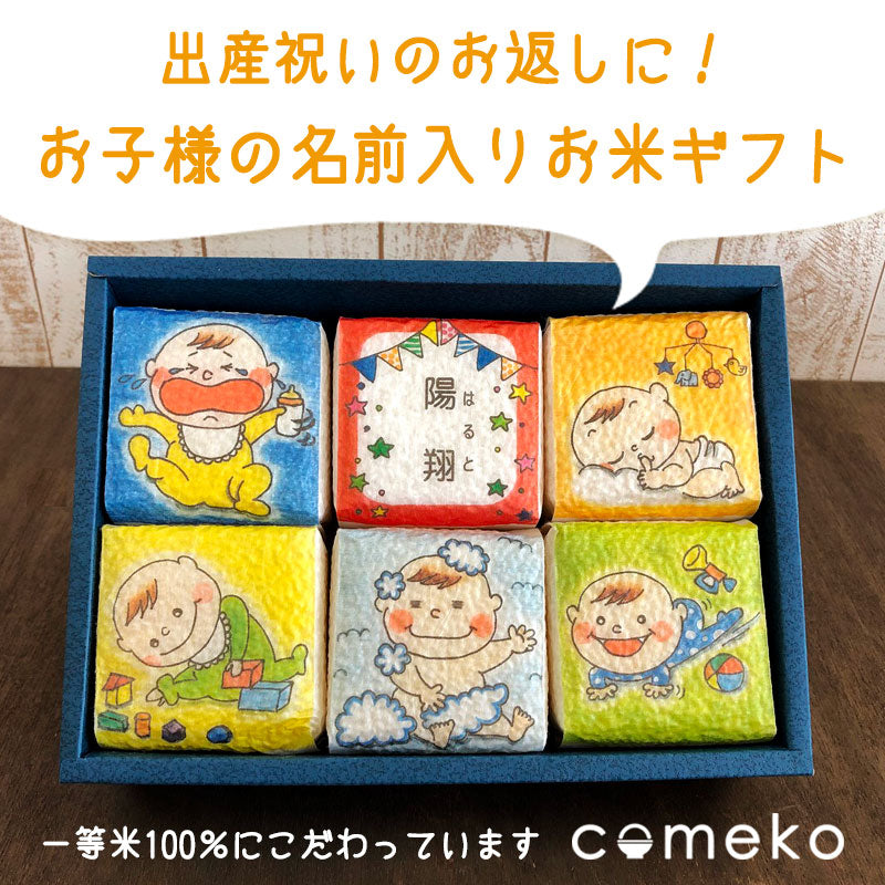 【笠間市名産品】出産内祝い 米ギフトセット 名入れ 男の子用【お届け不可地域：沖縄】