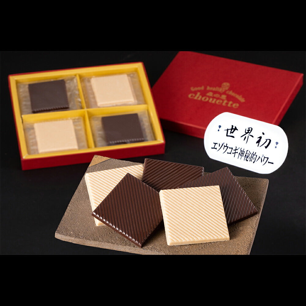 チョコレート ビター ホワイト エゾウコギ入り「森の恵シュエット」《詰め合わせ・スクエア12枚入》