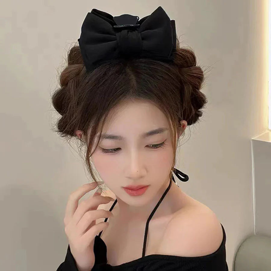 (ワインレッド)ヘアアクセサリー リポン ヘア爪 クランプ かわいい オシャレ 髪飾り