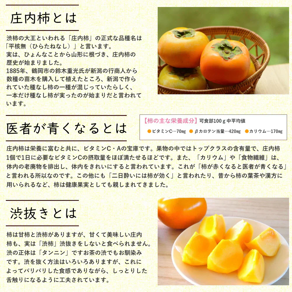 【10月下旬-12月上旬頃ご注文受付順次】訳あり種なし柿約10kg（5kg×2箱）庄内柿平箱詰めご家庭用にたっぷりお届け！柿、かき、カキ