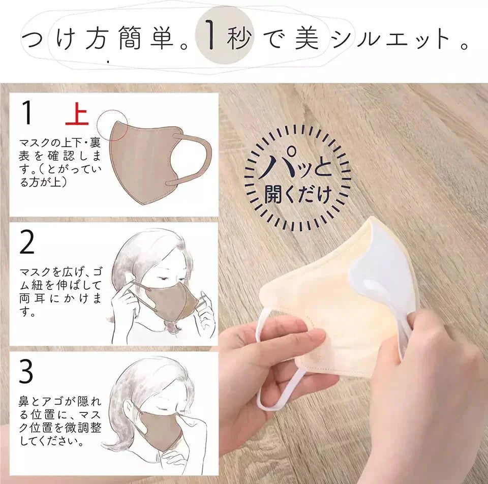 【アイボリー 送料無料】マスク 20枚 立体マスク 3D立体 息がしやすい 3層フィルター 男女兼用 不織布 着用快適 小顔効果 通気性 送料無料