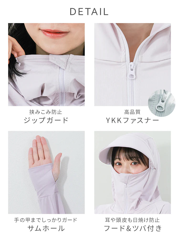 【XSサイズ】【グレー】ラッシュガード 接触冷感 レディース パーカー つば付き 長袖 UVカット UVカットパーカー UPF50 フード付き ハイネック 日焼け防止 水着 女性 夏 薄手 吸水 速乾 伸縮 軽い XS S M L XL 冷感 アウトドア キャンプ 釣り 海 海水浴