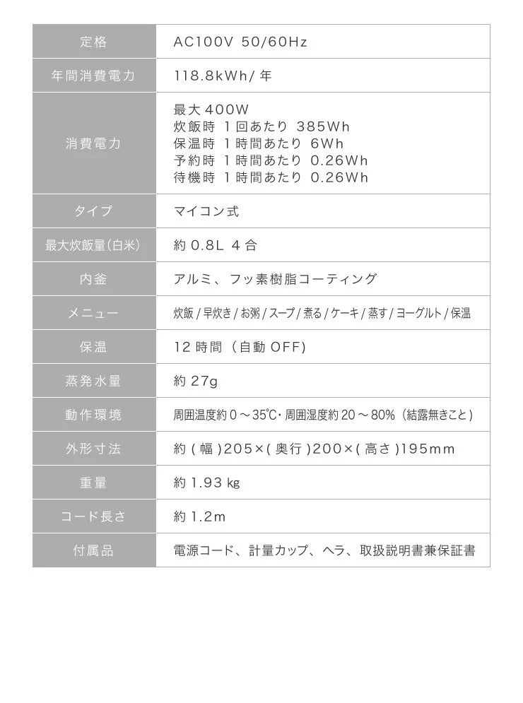 (ホワイト)simplus シンプラス マイコン式 4合炊き炊飯器 SP-RCMC4 炊飯器 温度センサー付き 保温機能 ヨーグルト ケーキ