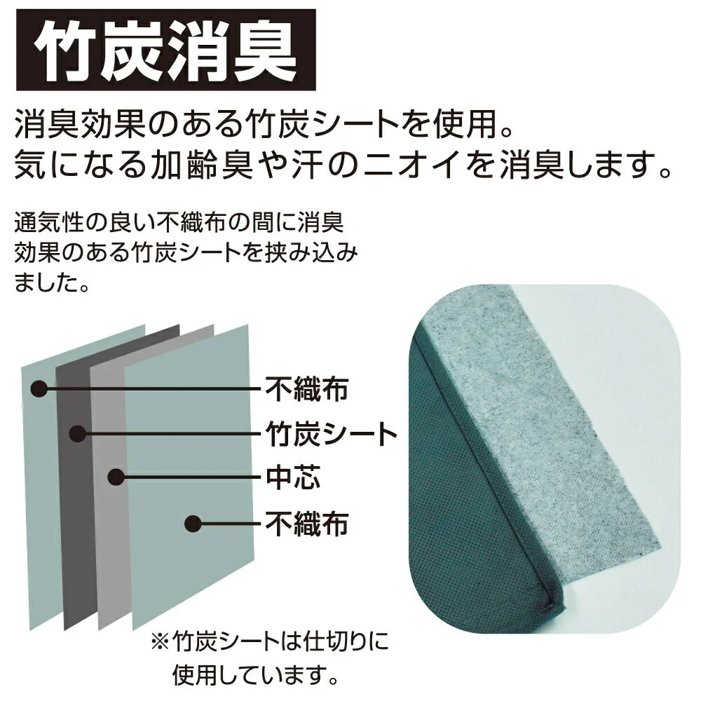 伸びて増量竹炭収納ケース レギュラー  衣替え 便利用品 家庭用品 収納用品 衣類収納ボックス 衣装ケース 消臭 整理 整頓 春夏物 秋冬物 消臭効果 竹炭シート 通気性 不織布 プレゼント