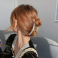 (ホワイト)ヘアクリップ 大粒パール バレッタ まとめ髪 髪飾り ヘアアクセサリー 髪留め ヘアアレンジ アクセント パール バンスクリップ