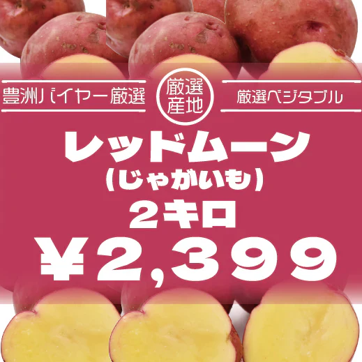 【レッドムーン　2キロ　詰め合わせ　じゃがいも　甘くておいしいじゃがいも】豊洲市場より　ブランドじゃがいも