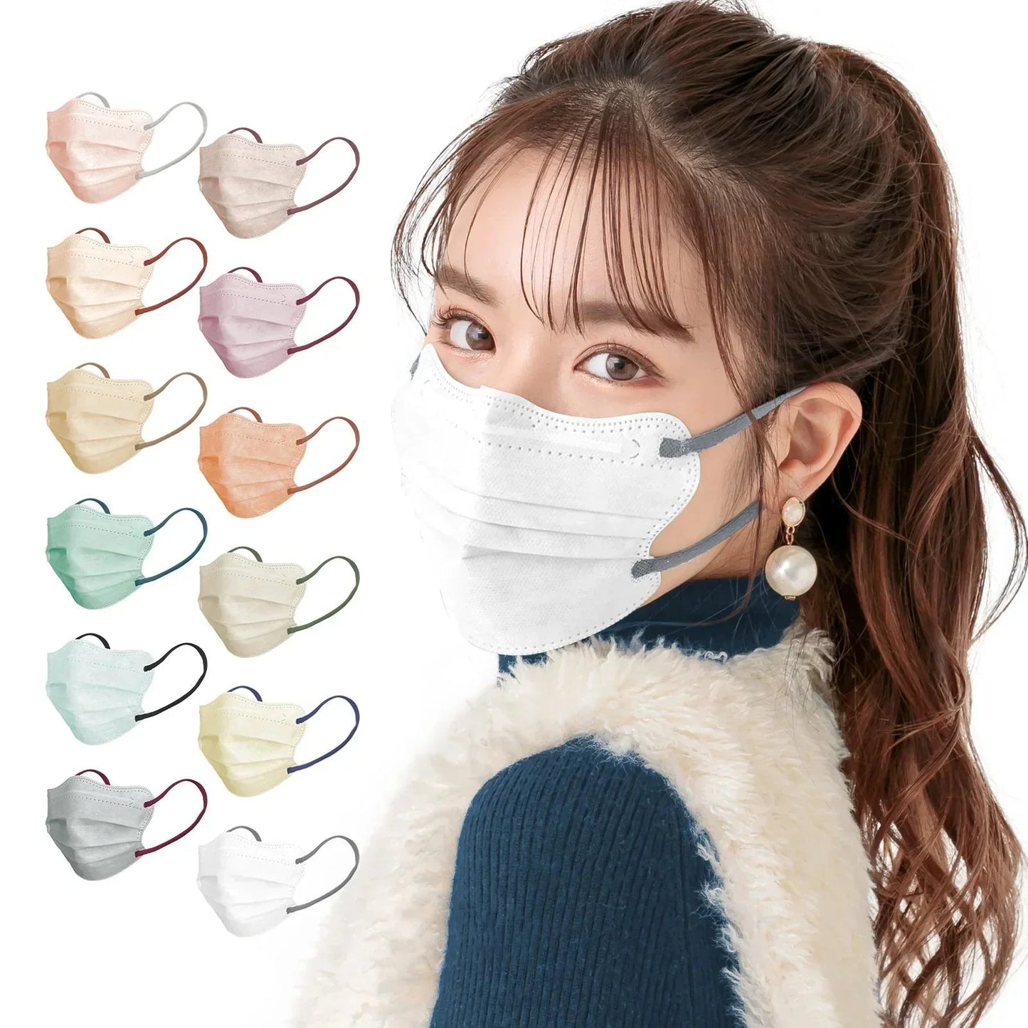 【ホワイト】20枚 Beauty小顔 MATCH MASK プリーツマスク 3層構造【カウシェファーム収穫対象商品】