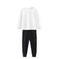 2点セット ブラック 150cm トレーナー1枚 と ズボン1枚 体育 体操服 子供 キッズ 白Tシャツ長袖 黒 グレー パンツ 秋 春 冬 通気性 運動会 イベント 男女兼用 ポップダンス