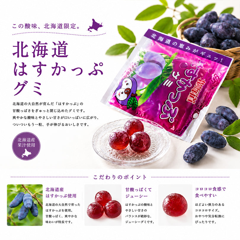 ロマンス製菓 北海道はすかっぷグミ 50g×4個 ハスカップ グミ キャンディ はすかっぷ 北海道限定 お土産 お菓子 おやつ フルーツ ご当地 スイーツ プチギフト