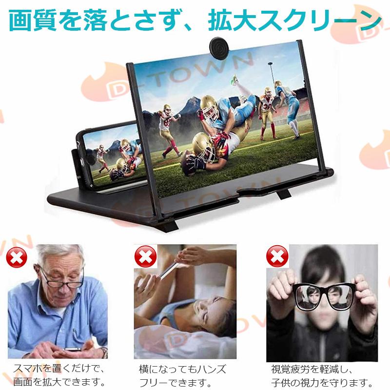 スマホ拡大鏡 16インチ 虫眼鏡 スマホ拡大レンズ スマホスタンド スマットフォン用 画面拡大 折りたたみ 目の疲労軽減 w636