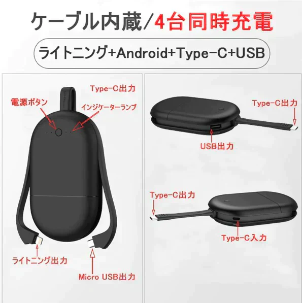 「在庫処分商品」「ホワイト」モバイルバッテリー 12000mAh 軽量 薄型 急速充電 スマホ充電器 携帯バッテリー 持ち運び便利 4台同時充電 残量表示 防災グッズ 緊急電源 PSE認証済