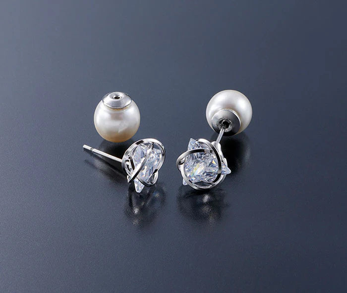 ピアス キャッチ 2ペア 樹脂パール 8mm ゴールド シルバー 両耳用 2個セット パールキャッチ ピアスキャッチャー シンプル 冠婚葬祭 入学式 卒業式