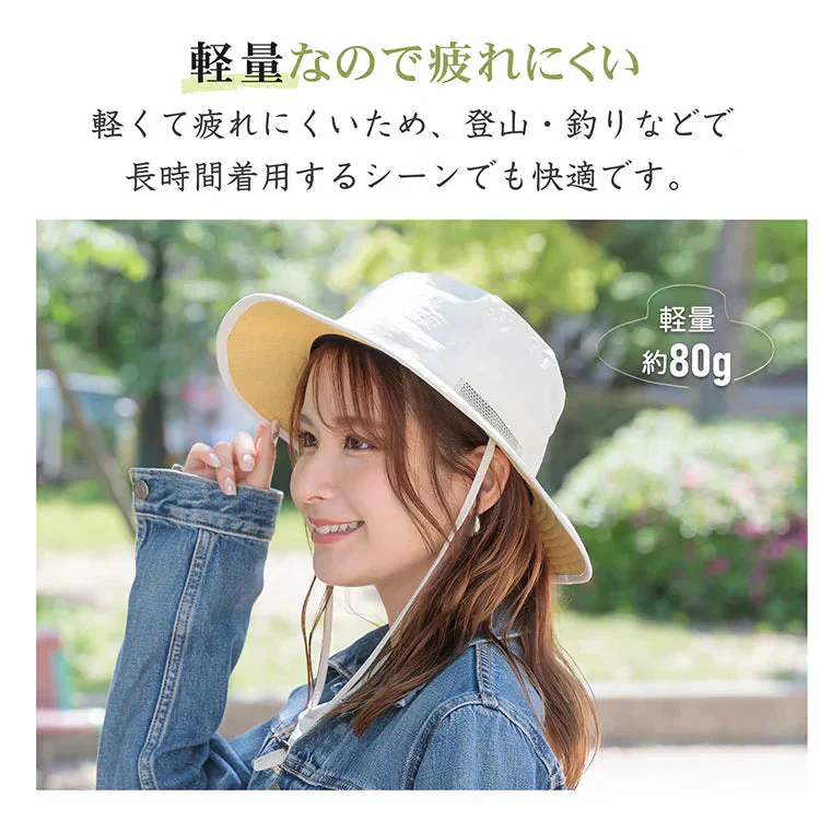帽子 「ブルー」 ハット サファリハット UVカット 防水 マリンハット ビーチハット 折り畳み 軽量 吸汗 速乾 あご紐付 日焼け防止 男女兼用 小顔 おしゃれ 父の日