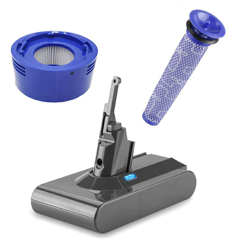 ダイソン SV10 用 バッテリー フィルター 3点セット 4000mAh ダイソン dysonV7 V8 SV10互換バッテリー 21.6V 4.0Ah 認証済み 掃除機スペアバッテリー