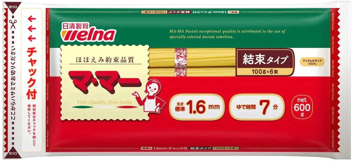 マ・マー チャック付結束スパゲティ パスタ 1.6mm 600g