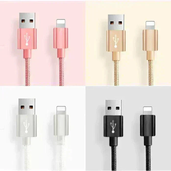 【2m 3本 ローズゴールド 送料無料】iPhone充電ケーブル ライトニングケーブル 2m 3本 lightning  急速充電ケーブル データ転送ケーブル USBケーブル iPad用 iPhone用 安心 スマホ合金ケーブル