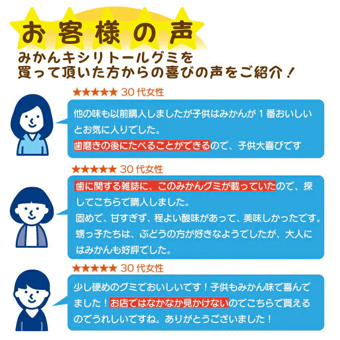 BSA みかんキシリトールグミ  3袋セット(12粒/袋)【メール便送料無料】