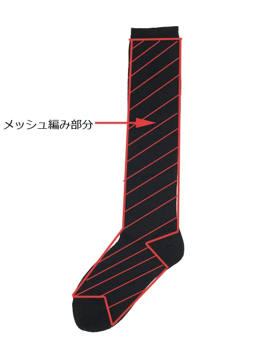 ハイソックス メッシュ 【3足セット】涼しい 黒無地 涼感 レディース靴下