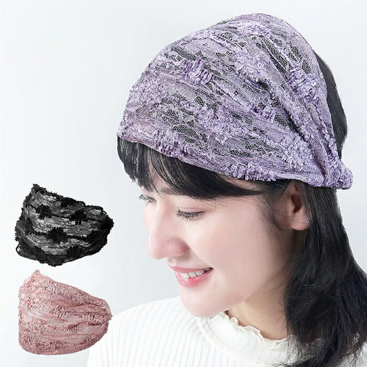 【ピンクベージュ】白髪隠し ヘアバンド ターバン レディース 女性 40代 50代 60代 レース かわいい おしゃれ 痛くない 幅広 薄手 薄毛隠し