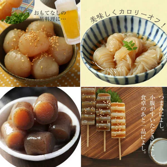 【4種×4パック】こんにゃくセット 福袋〜こんにゃく屋さんの手作りお惣菜〜(おつまみこんにゃく、玉こんにゃく、結び白滝、味噌田楽)