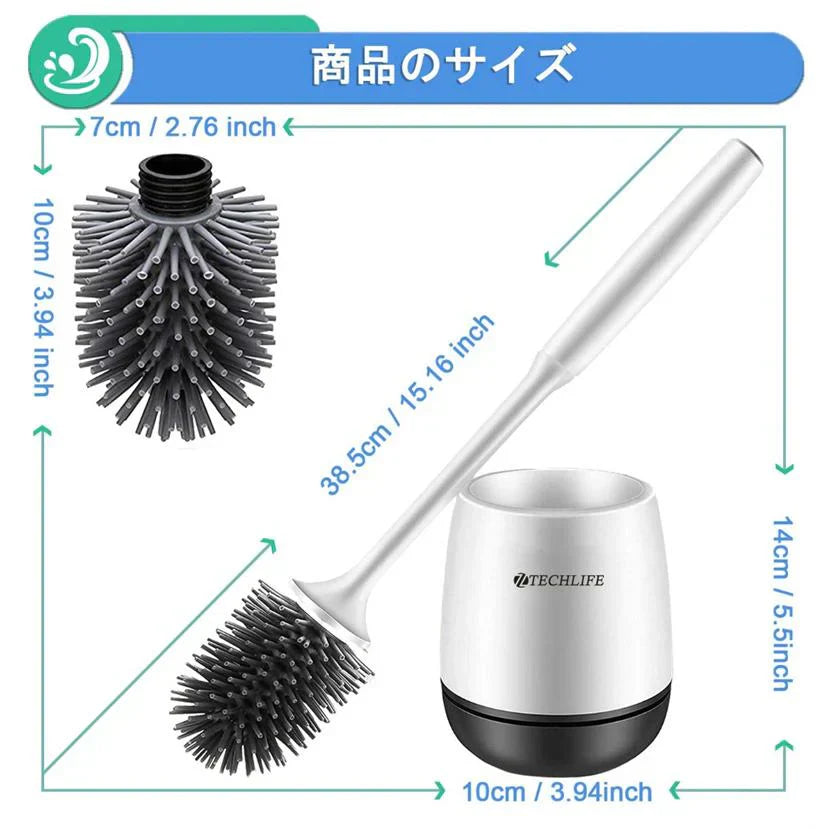 即納商品 ブラック トイレブラシ トイレ掃除 掃除ブラシ 大掃除 柔らかい地面式 収納ケース付き コンパクト TPR材質 傷つけない 衛生用品 （ブラック）