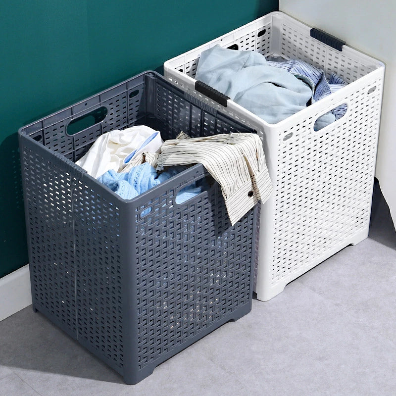 【アイボリー　L(63×34×44cm)】ランドリーバスケット 折りたたみ スリム 大容量 M L 便利 フォールディングバスケット 洗濯かご おしゃれ モダン 北欧 シンプル カゴ ランドリー収納 洗面所