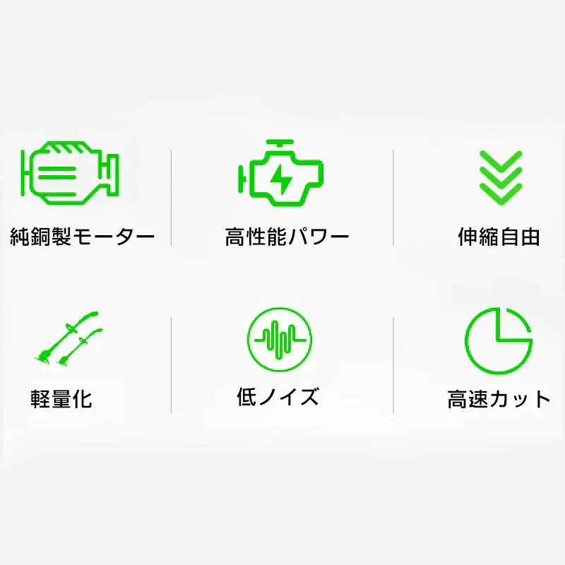 電動草刈り機 コードレス 充電式 芝刈機 刈払機 高枝切り バッテリー 変え刃付き 安全 女性使える 家庭用 初心者 軽量 雑草 芝生 庭掃除 園芸 公園 剪定 畑 草木