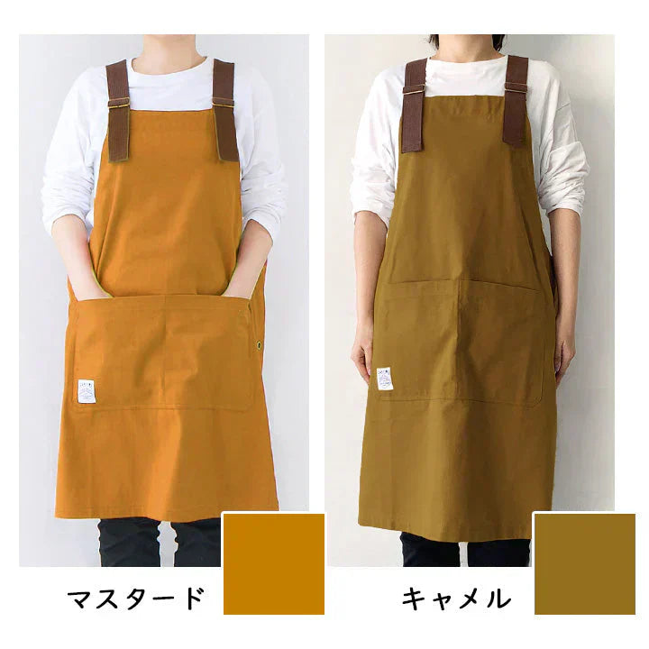 【ヒッコリーデニム】FABORI ワークエプロン ブリック エプロン メンズ レディース おしゃれ 男女兼用 フリーサイズ かぶり かぶるだけ ガーデニング 膝丈 シンプル DIY 無地 大人 プレゼント ギフト 父の日 保育士