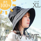 【XLサイズ】【ブラック】【ロングタイプ】　帽子 完全遮光 遮光100% UVカット レディース 大きいサイズ つば広 折りたたみ ハット 自転車 飛ばない 日よけ かぶる日傘 運動会 旅行 レジャー 買い物 ガーデニング あご紐 小顔効果