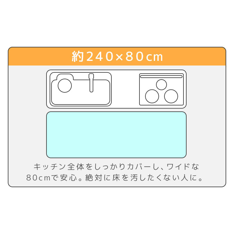 キッチンマット 透明 240cm 拭ける 透明キッチンマット 洗える おしゃれ 長い 北欧 80×240cm クリア 防水 撥水 PVC キッチン マット クリアマット 1.5mm 透明マット 保護シート 台所 カット可能 傷 キズ 凹み防止 床暖房対応
