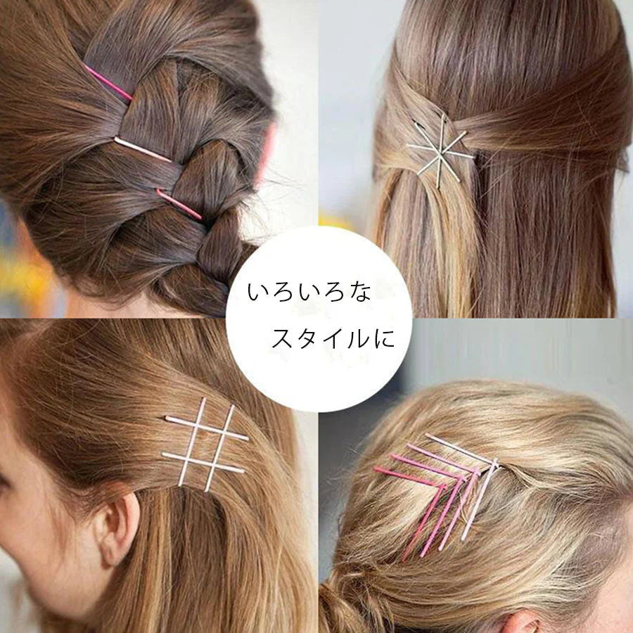 (ブラック)ヘアピン 50本セット カラーピン 前髪 ヘアアクセサリー定番 髪留め かわいい オフィススタイル デイリー