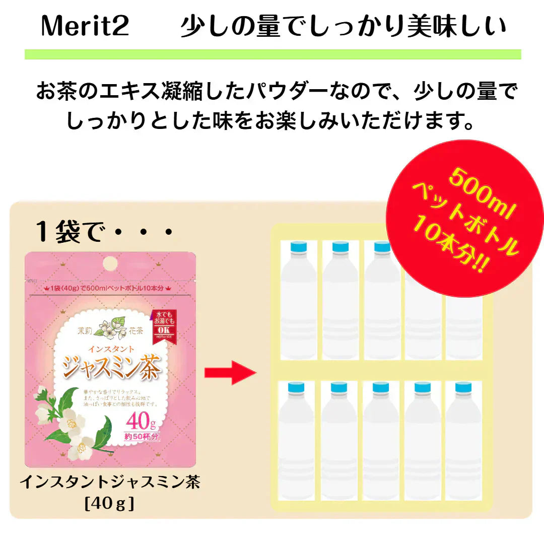 インスタントジャスミン茶40ｇ×2袋 ジャスミンティー 健康茶 健康  粉末 粉末茶 中国茶 茉莉花茶 茉莉花 水で溶ける 冷水で溶ける アイスティー ホット