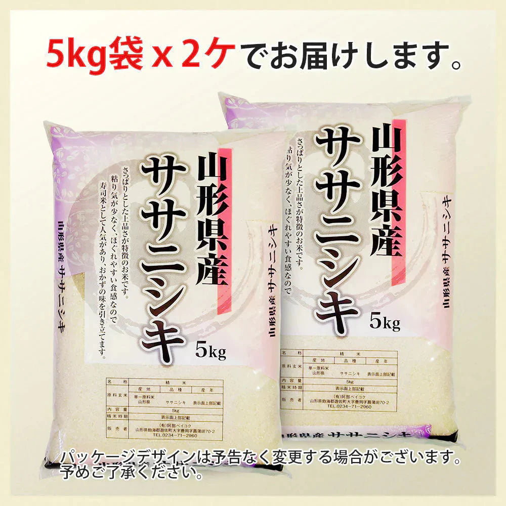 ササニシキ 白米 10kg 山形県産 令和7年産 送料無料 米 10キロ こめ コメ お米 精米 新米 お米10kg ササニシキ10kg ササニシキ10キロ ささにしき10kg ささにしき10キロ