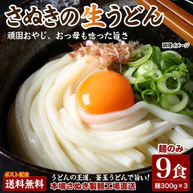 頑固父さんが唸る讃岐生うどん 【普通麺】 9食セット (麺300g×3袋 ) 送料無料 香川県 産地直送 お試し フード おすすめ グルメ食品 人気 ポスト投函 お取り寄せ おつまみ【ご新規さん限定商品】