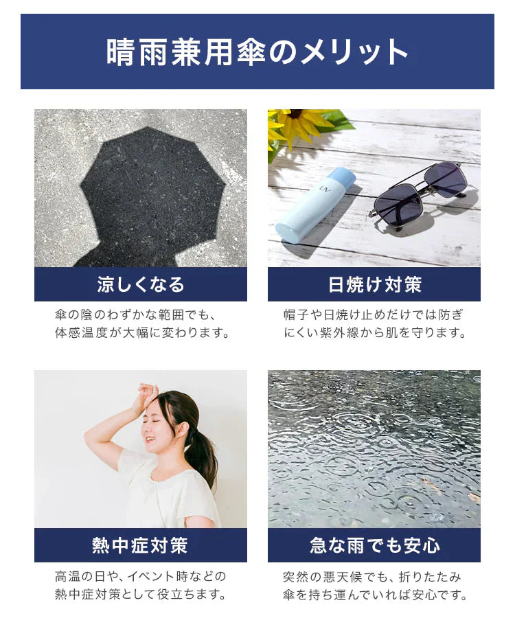 【ネイビー】折りたたみ傘 日傘 折りたたみ 軽量 UVカット 遮光 遮熱 撥水 晴雨兼用 雨傘 傘 おしゃれ 8本骨 レディース メンズ 紫外線対策 シンプル