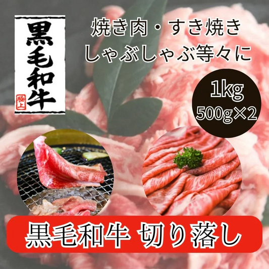 九州産 黒毛和牛 切り落とし 1kg（500g×2パック）